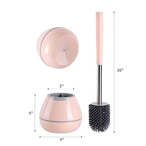 Boomjoy Toilet Brush With Holder Pink(1 Pack) And White（2 Pack） #TOP6