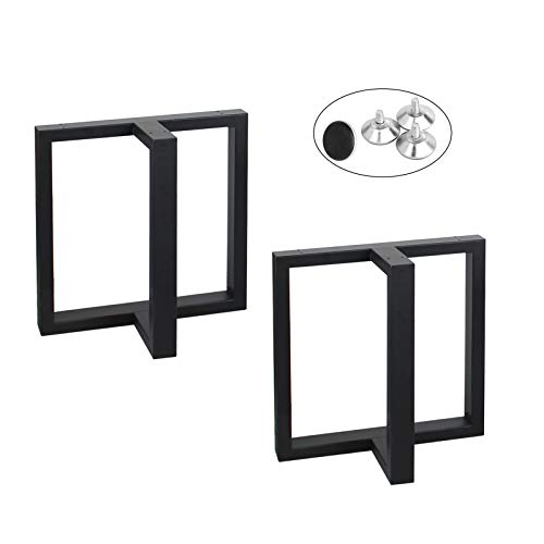 Image of MBQQ Rustic Decor T-Shape Table Legs, Heavy Duty Metal, 15.7'H x 17.7'W, Dining & Desk, Industrial Modern, DIY Iron Bench Legs