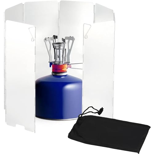 Réchaud à gaz pliable en aluminium avec sac de rangement, protection contre le vent, pour camping, 8 plaques