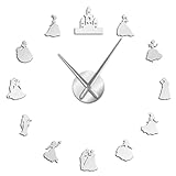 Reloj de pared gigante con silueta de castillo de príncipe y princesa, 47 pulgadas)