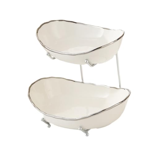Bothyi Fruit Bowl for Kitchen Counter,Fruit Holder,Snack Dessert Tray Fruit Display Stand Tiered Fruit Basket for Dessert,Cake,Snack, Argent 2 Layer