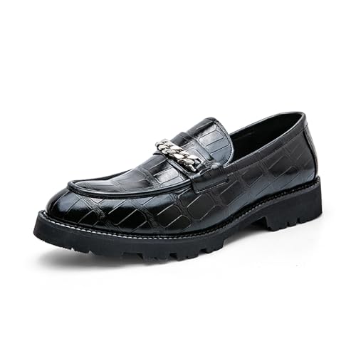 Dress Shoes for Men Men's Slip-On Patent Leather Loafers with Bright Fringe Round Toe Dress Shoes for Spring