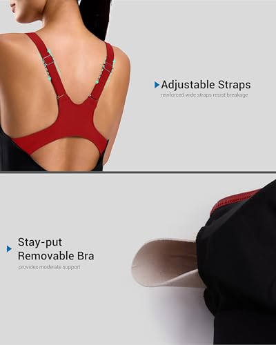Image of G Gradual Women's Athletic One Piece Swimsuit with Adjustable Straps Competitive Racerback Modest Bathing Suit for Women
