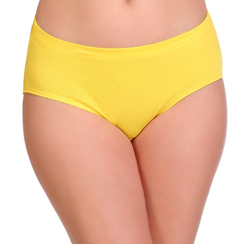 Image of SONA Women Hipster Panty - Cotton Spandex - Anti Bacterial, Full Coverage, Quick Dry, Full Coverage (Pack of 1 Yellow 3XL)
