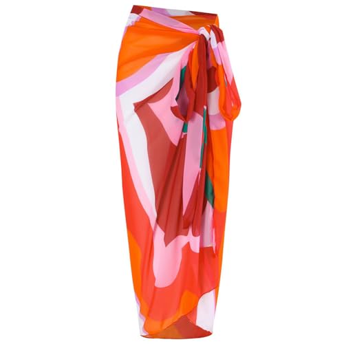 Women One-Piece Swimsuit with Cover up Sarong Wrap Skirt 2PCS Floral Bathing Suits Summer Holiday Beachwear3