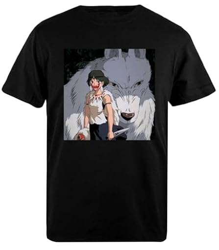 Genérico Princesa Mononoke Dibujar Lobo Camiseta Negra Camiseta De Ajuste Clásico para Hombre | Ya disponible en tu tienda friki favorita! En mundofriki.es!