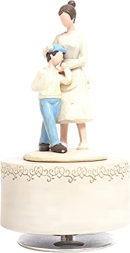 SASONCO Boîte à Musique en résine Peinte à la Main Figurine en Forme de mère Chaude et Romantique Peinte à la Main Cadeau d'anniversaire Chaud pour Maman/Fils/Maman et Fils Cover