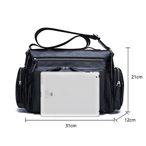 JSEIAJB Briefcase Business Men Shoulder Bag Leisure Men's Bag Retro Leather Shoulder Bag Crossbody Bags Men Black2