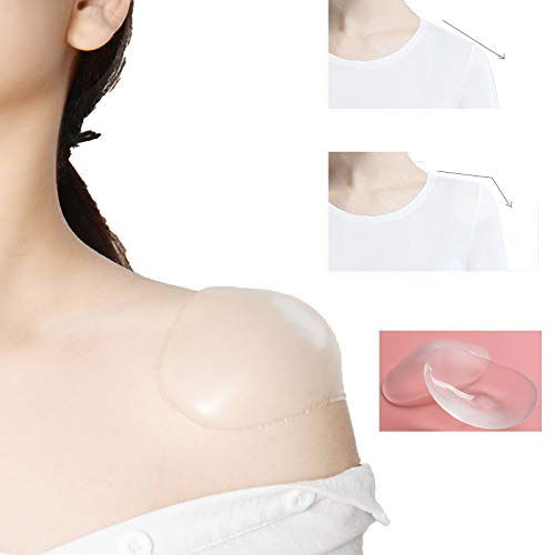 Majurphy Silicone Shoulder Pads Adhesive Soft Shoulder Push-up Pads Soft Sticky Anti-Slip Shoulder Enhancer Pad,L,2 Pair,Clear