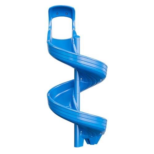 Beuta Playground Slide for Kids - Big Spiral Outdoor Slide Attachment for Treehouse or Deck - Plastic Playset Slide for Playground or Backyard with Open Twisty Design - Exit Reverse - 8 ft - Blue