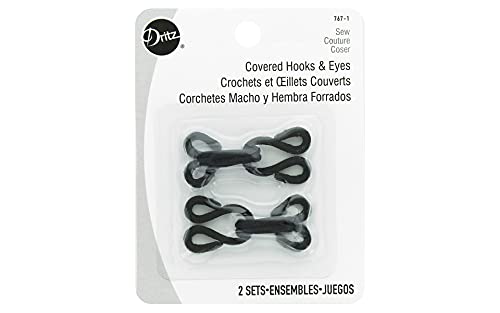 Dritz Covered Hooks and Eyes, 2 Sets, Black