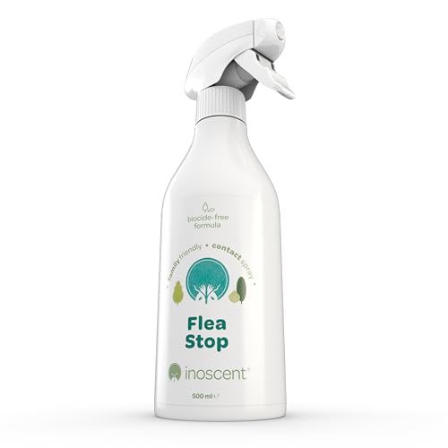 Inoscent Stop Pulci 500 ml | Spray antipulci senza biocidi | Efficace al contatto contro pulci in casa | Casa, tappeti e cucce | Inodore e antimacchia | Sicuro per ambienti con bambini e animali