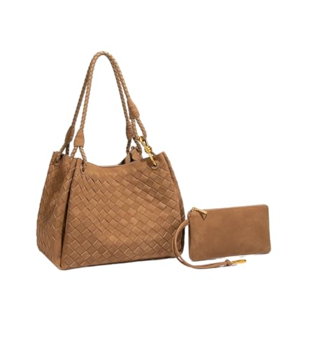 Bolso tejido para mujer con asa y cartera incluida miniatura 1