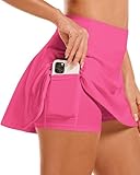 Stelle Women's Tennis Golf Skirts High Waisted with Pockets Inner Shorts for Athletic Skorts Sports Running Pickleball (Dreamhouse Pink,S)