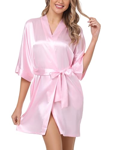 Soft Loungewear Silk Robe Wedding Short Satin 11 soft loungewear silk robe - light pink
