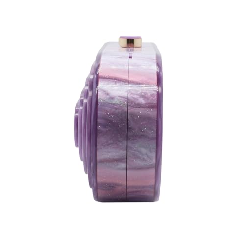 Image of Acrylic Evening Clutch Bag for Women Shell Shape Shoulder Crossbody Bag Glitter Marble Purse Handbag