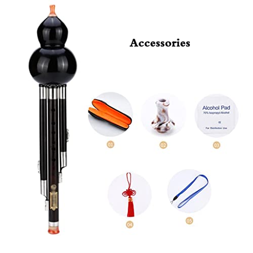 Flutes Musical Instruments Ebony Cucurbit B-Flat C-A Playing Instrument Traditional Musical Instruments For Beginners With Chinese Knot And Box Tonal Beauty (Color : Black, Size : C-Key) #TOP2