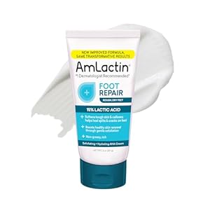 AmLactin Foot Repair Cream – Therapeutic Foot Cream for Dry Cracked Heels and Feet – Callus Softener – No-Scrub Exfoliator and Moisturizer with 15% Lactic Acid AHA – 3 oz (Packaging May Vary)