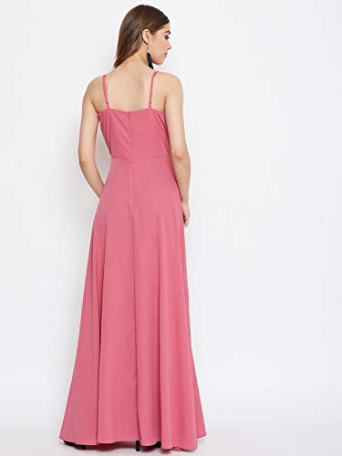 Image of Berrylush Red Solid V Neck Maxi Dress