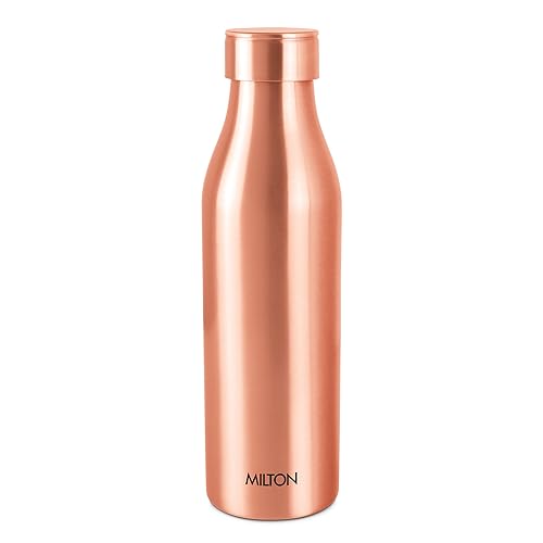 MILTON Copper Charge 750 Bottle, 770ml, Lacquer Coating, Curved bottle,100% Pure Copper, BPA Free, Leak Proof, Office Bottle, Boosts Immunity, Supports Digestive & Liver Health, Ayurveda Inspired