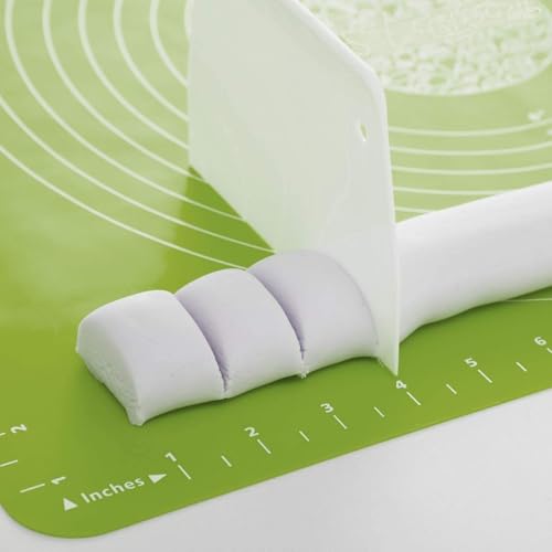 Image of Lukzer Baking Mat with Measurements for Fondant Dough Pastry Roti Chapati & Pizza | Non-Stick Reusable Silicone Kneading & Rolling Sheet Easy to Clean Food Grade 50 x 40 cm (Green)