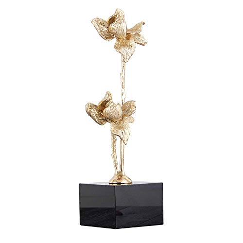 Figurine fleur de rose en métal, sculpture design pour console et buffet