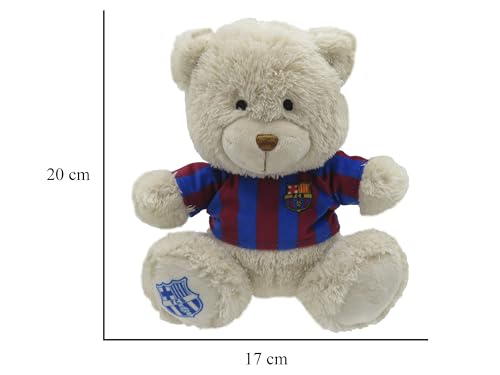 CYPBRANDS FC Barcelona, Osito de Peluche, Peluche, 20 cm, Juguetes, Oso con Camiseta, Fútbol, Color Beige, Producto Oficial