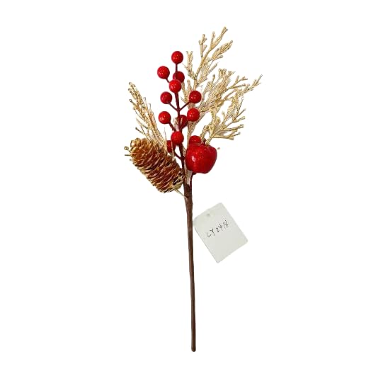 Aiguilles de pin artificielles et tiges de baies rouges pour une décoration de table de fête élégante