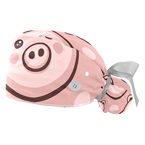 Chapeaux de travail cochon JDEZ : lot de 2 casquettes bouffantes respirantes pour cuisine et soins