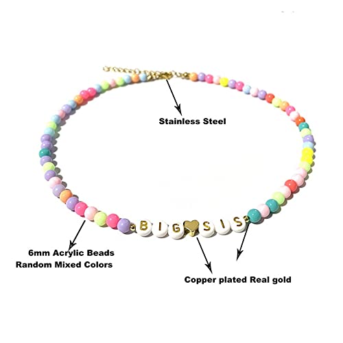 tenghong2021 Big Sister Bracelet Necklace Jewelry set Gold Heart Beads Colorful Heart Rainbow Beads Best Christmas Halloween New Year's Gift For Girls Women2