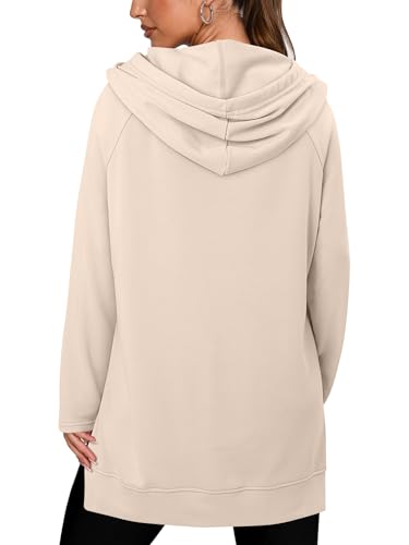 KISSMODA Women Hoodies Dress Long Sweatshirts Dress Raglan Sleeves Oversized Sweatshirts with Pocket 2025 Fall Winter Trendy