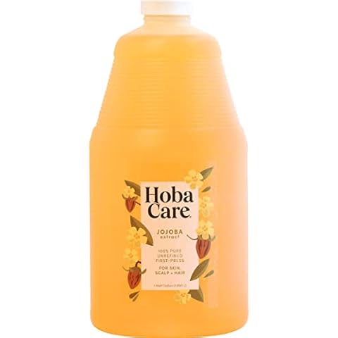 HobaCare Jojoba Oil - 100% Pure, Unrefined Jojoba Oil for Skin & Nails - Moisturizing Body Oil & Face Moisturizer for Dry Skin - Natural Jojoba Oil for Hair & Beard Care (64 fl oz) Cover