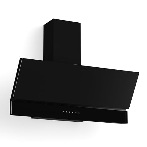 Klarstein Velaire Hotte Aspirante 90 cm - Hotte Décorative, 820 m³/h, A++ Énergie, Commandes Tactiles, LED, Filtre Charbon, Silencieuse, 3 Vitesses + Boost, Hotte...