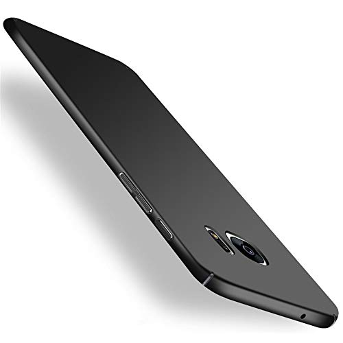 Galaxy S7 Coque, Heyqie[Skin Touch Feel] Ultra-Thin Metallic Texture Anti-Fingerprint/Skid/Fade Protective PC Back Phone Cover Coque for Samsung Galaxy S7 G9300 G930F G930A G930V G930M - Black Cover