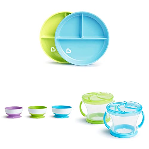 Munchkin Stay Put Suction Plates, Bowls & Snack Cups Combo Set