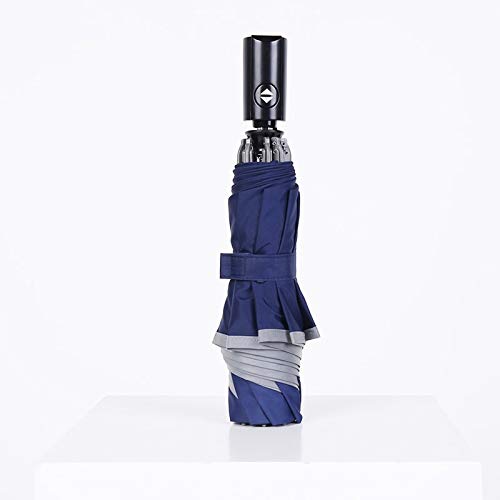 sqddsg Sombrilla 8 Bone reflexivo Tres Paraguas Plegable Paraguas automático Paraguas automático Que refleja Adulto Moda (Color : Blue)