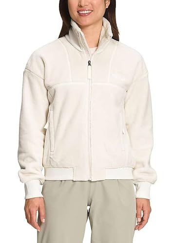 THE NORTH FACE Jaqueta feminina Luxe Osito com zíper, Gardênia branca, M