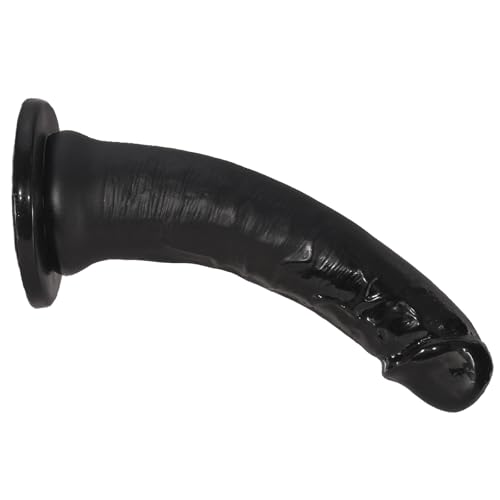 17.3cm Petit gode réaliste noir avec tige courbée, gode anal No Balls, godemiché doux pour débutants avec ventouse puissante et compatible avec les harnais Strap-on, sextoys pour femmes hommes