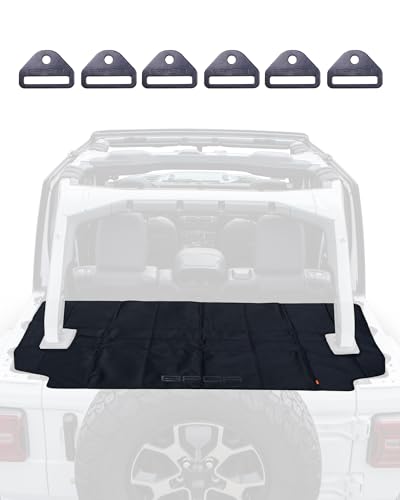 GPCA Cargo Cover PRO for Jeep Wrangler JL 4-Door (2018-Present), Water-Resistant, Reversible Trunk Shade Organizer with Easy-Installation 6 Tie-Down D-Plates (JL 4Dr. Hardtop)