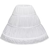 Abaowedding Girls' 3 Hoops Petticoat Full Slip Flower Girl Crinoline Skirt (4-5 yrs) White