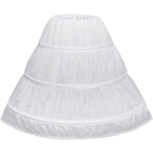Abaowedding Girls' 3 Hoops Petticoat Full Slip Flower Girl Crinoline Skirt(8-9 yrs,White)