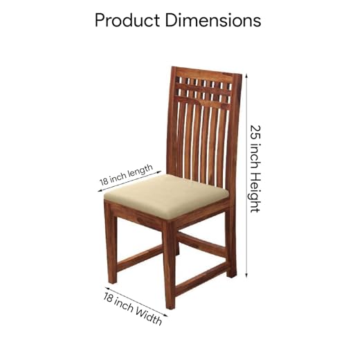 Image of Solid Sheesham Wood 4 Seater Dining Table Set | Multipurpose Modern Dining Room Set with 2 Cushioned Chairs and 1 Bench for Home Livingroom Dining Room Hall Office and Hotel (Honey Finish)