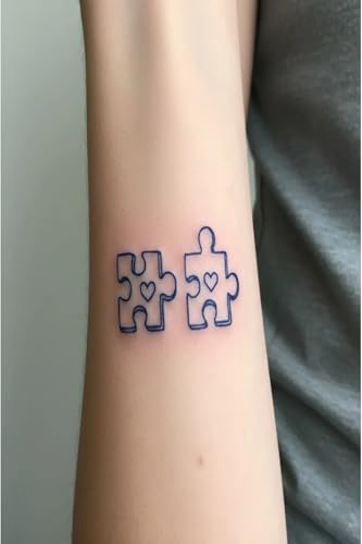 Puzzle Minimal Tasarım, 1 Ay Kalıcı Yarı Kalıcı Yapıştırma Dövme 5x5 cm