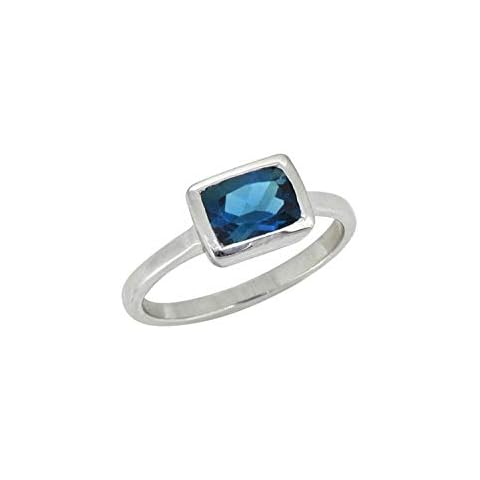 YoTreasure Anillo de plata de ley 925 maciza con topacio azul de Londres Cover