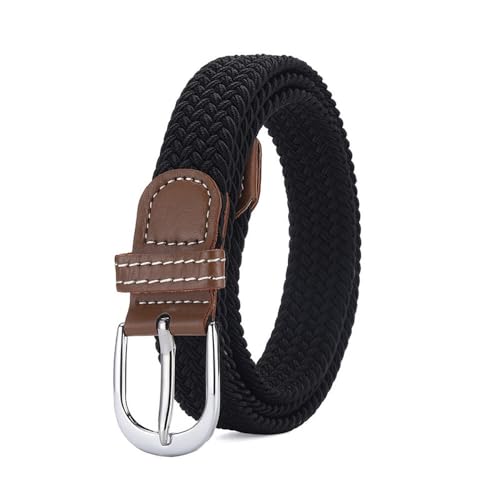 105cm Casual Knitted Pin Buckle Jeans Belt Woven Canvas Elastic Expandable Stretch Belts for Women Men Unisex Girdle
