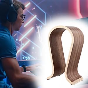 QWORK Wood Headphone Stand - Headset Holder, Arch Bridge Design - Universal Compatibility, Ear Headphones Hanger Holder, Stylish Desk Headset Holder for Headphones, Cables, Game Pads, QS32269 - Image 8