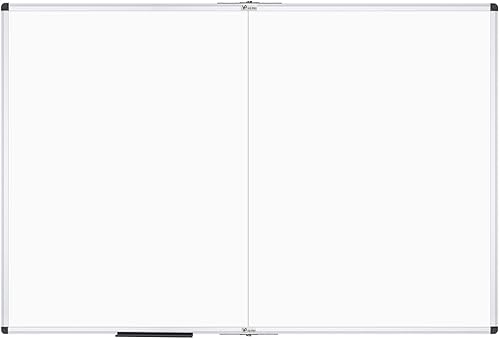 Miniatura 2 de VIZ-PRO Pizarra blanca grande de borrado en secopizarra blanca plegable magnética, 72 x 48 pulgadas, marco de aluminio plateado, con 12 bolígrafos