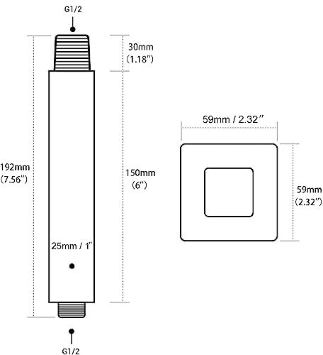 Drenky 8 Inch Square Thicken 304 Stainless Steel Shower Extension Arm - Image 2