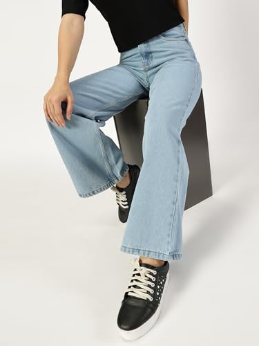 Image of THIRD QUADRANT Women Wide Leg Jeans with high Waist || Black Jeans for Women || Flared Jeans for Women