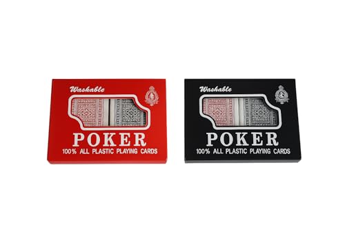 Playing Cards Poker Twin Deck Plastic Washable Red Black PlayingCards